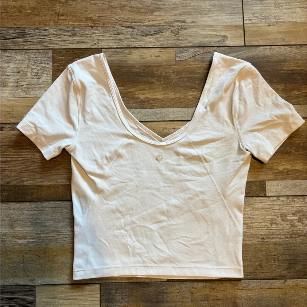 lululemon athletica Short Sleeve Scoop Crop Top - White